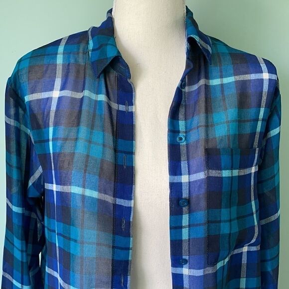 GARAGE Sheer Plaid Long Sleeve Size Extra Small - Picture 3 of 5